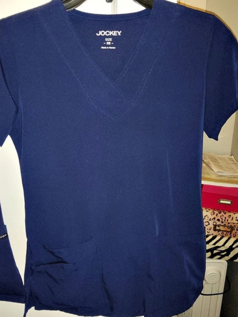 Jockey Women's 5 Pocket Mock Wrap Scrub Top Blue XS Set Of 3
